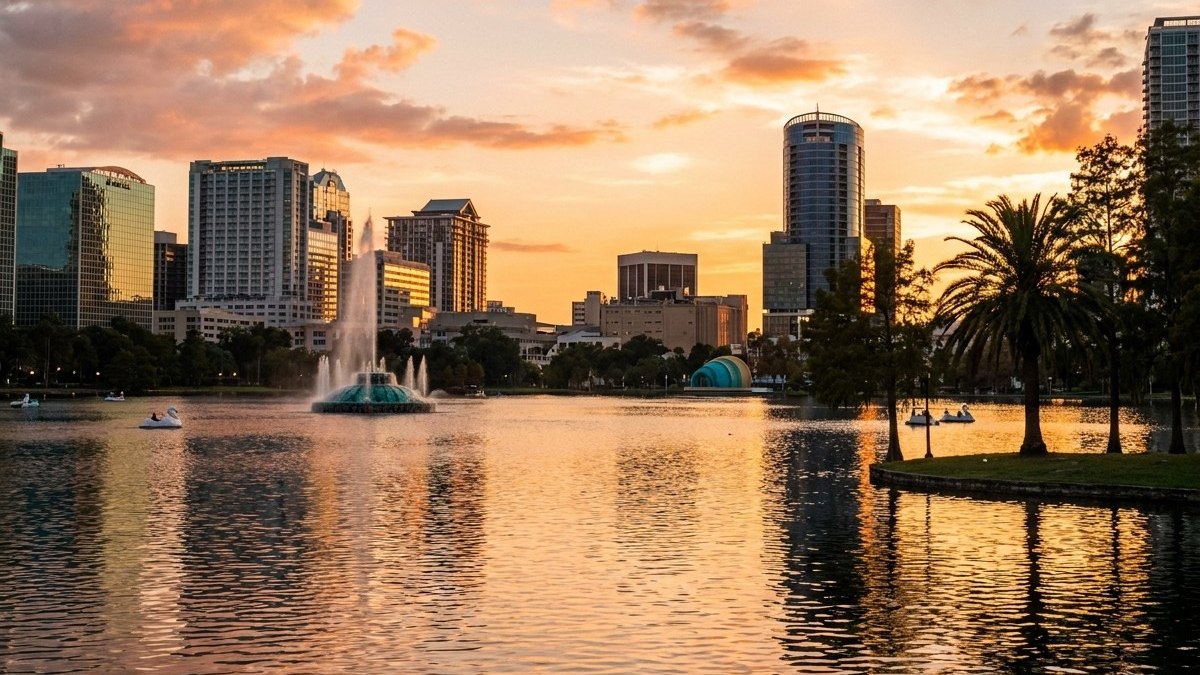 An orange with a leaf and sun rays above the words Orlando voice over talent